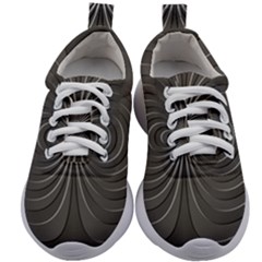 Abstract Metallic Spirals, Silver Color, Dark Grey, Graphite Colour Kids Athletic Shoes by Casemiro