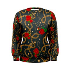 Golden Chain Pattern Rose Flower 2 Women s Sweatshirt by designsbymallika