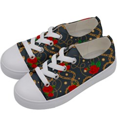 Golden Chain Pattern Rose Flower 2 Kids  Low Top Canvas Sneakers by designsbymallika