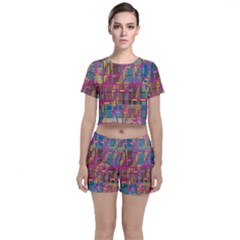 Colorful Shapes Texture                                                  Crop Top And Shorts Co-ord Set by LalyLauraFLM