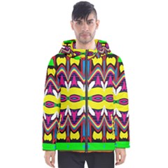 Colorful Shapes                                                   Men s Hooded Puffer Jacket by LalyLauraFLM