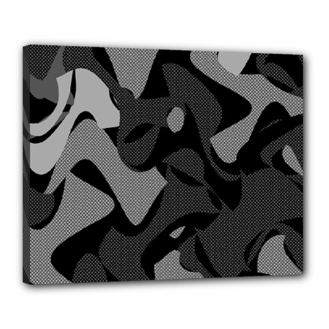 Trippy, Asymmetric Black And White, Paint Splash, Brown, Army Style Camo, Dotted Abstract Pattern Canvas 20  X 16  (stretched) by Casemiro