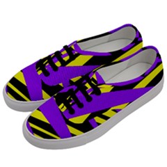 Abstract Triangles, Three Color Dotted Pattern, Purple, Yellow, Black In Saturated Colors Men s Classic Low Top Sneakers by Casemiro