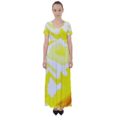 Golden Yellow Rose High Waist Short Sleeve Maxi Dress by Janetaudreywilson