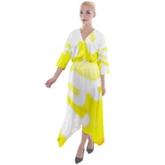 Golden Yellow Rose Quarter Sleeve Wrap Front Maxi Dress by Janetaudreywilson