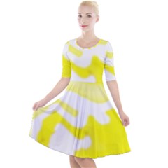Golden Yellow Rose Quarter Sleeve A-line Dress by Janetaudreywilson
