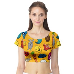 Graffiti Characters Seamless Ornament Short Sleeve Crop Top by Amaryn4rt
