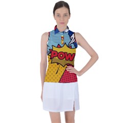 Pow Word Pop Art Style Expression Vector Women s Sleeveless Polo Tee by Amaryn4rt