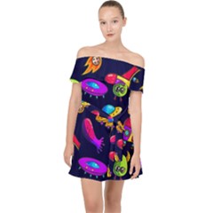Space Pattern Off Shoulder Chiffon Dress by Amaryn4rt
