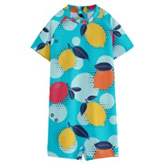 Pop Art Style Citrus Seamless Pattern Kids  Boyleg Half Suit Swimwear by Amaryn4rt