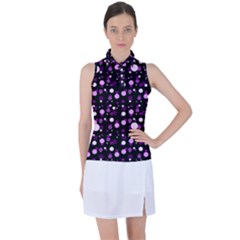 Purple, Pink Bokeh Dots, Asymmetric Polka Dot With Modern Twist Women s Sleeveless Polo Tee by Casemiro