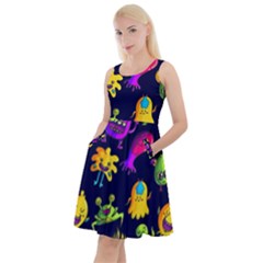 Space Patterns Knee Length Skater Dress With Pockets by Amaryn4rt