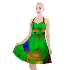 Pebbles In A Rainbow Pond Halter Party Swing Dress  by ScottFreeArt