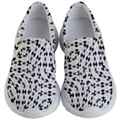 Black And White Ethnic Print Kids Lightweight Slip Ons by dflcprintsclothing