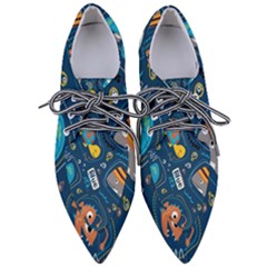 Seamless Pattern Vector Submarine With Sea Animals Cartoon Pointed Oxford Shoes by Amaryn4rt