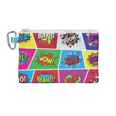 Pop Art Comic Vector Speech Cartoon Bubbles Popart Style With Humor Text Boom Bang Bubbling Expressi Canvas Cosmetic Bag (medium) by Amaryn4rt