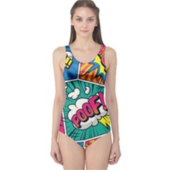 Comic Colorful Seamless Pattern One Piece Swimsuit by Amaryn4rt