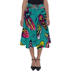 Vintage Colorful Insects Seamless Pattern Perfect Length Midi Skirt by Amaryn4rt