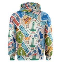 Travel Pattern Immigration Stamps Stickers With Historical Cultural Objects Travelling Visa Immigrant Men s Core Hoodie by Amaryn4rt