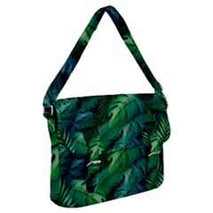 Tropical Green Leaves Background Buckle Messenger Bag