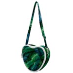 Tropical Green Leaves Background Heart Shoulder Bag
