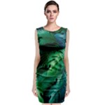 Tropical Green Leaves Background Sleeveless Velvet Midi Dress