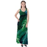 Tropical Green Leaves Background Sleeveless Velour Maxi Dress