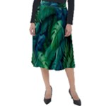 Tropical Green Leaves Background Classic Velour Midi Skirt 