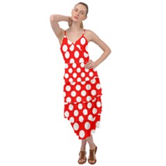 Large White Polka Dots Pattern, Retro Style, Pinup Pattern Layered Bottom Dress by Casemiro
