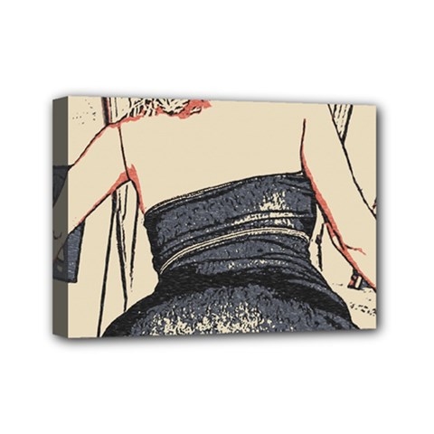 Bedroom Invitation, Kinky Blonde Girl Illustration, Naughty Sketch Mini Canvas 7  X 5  (stretched) by Casemiro
