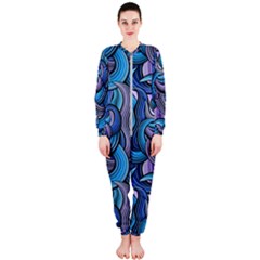 Blue Swirl Pattern Onepiece Jumpsuit (ladies)  by designsbymallika
