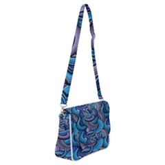 Blue Swirl Pattern Shoulder Bag With Back Zipper by designsbymallika
