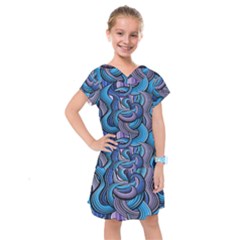 Blue Swirl Pattern Kids  Drop Waist Dress by designsbymallika