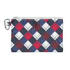 Checks Pattern Blue Red Canvas Cosmetic Bag (large) by designsbymallika