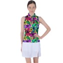 Hibiscus flowers pattern, floral theme, rainbow colors, colorful palette Women s Sleeveless Polo Tee View1