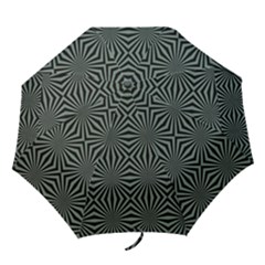 Geometric Pattern, Army Green And Black Lines, Regular Theme Folding Umbrellas by Casemiro