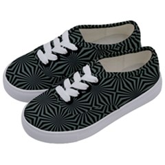 Geometric Pattern, Army Green And Black Lines, Regular Theme Kids  Classic Low Top Sneakers by Casemiro