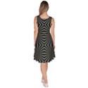 Geometric pattern, army green and black lines, regular theme Knee Length Skater Dress With Pockets View4