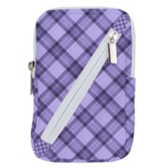 Pastel Purple And Steel Black Lines Pattern, Retro Tartan, Classic Plaid Belt Pouch Bag (small) by Casemiro