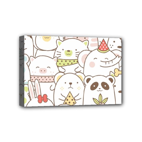 Cute-baby-animals-seamless-pattern Mini Canvas 6  X 4  (stretched)