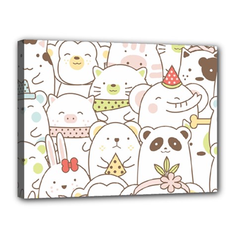 Cute-baby-animals-seamless-pattern Canvas 16  X 12  (stretched)