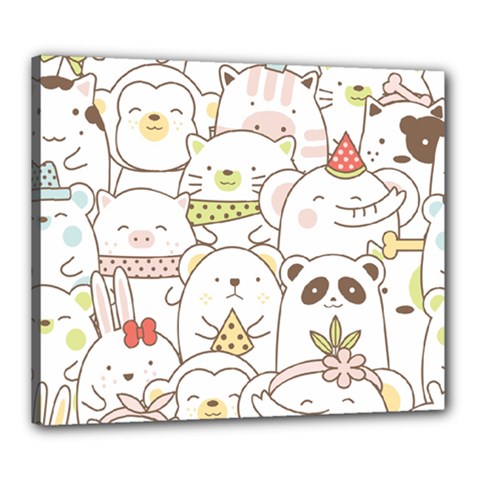 Cute-baby-animals-seamless-pattern Canvas 24  X 20  (stretched)