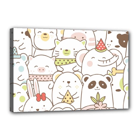 Cute-baby-animals-seamless-pattern Canvas 18  X 12  (stretched)