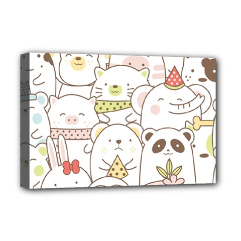 Cute-baby-animals-seamless-pattern Deluxe Canvas 18  X 12  (stretched)