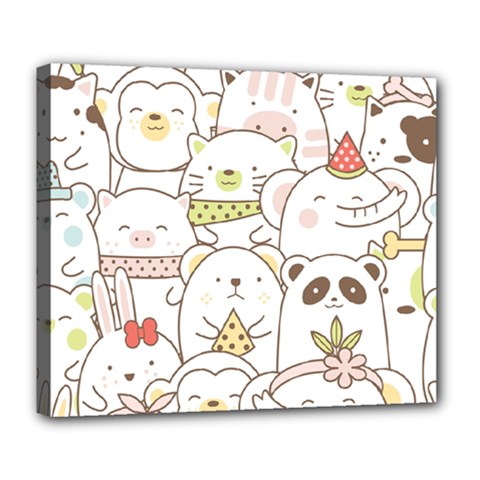 Cute-baby-animals-seamless-pattern Deluxe Canvas 24  X 20  (stretched)