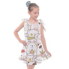 Cute-baby-animals-seamless-pattern Kids  Tie Up Tunic Dress