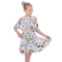Cute-baby-animals-seamless-pattern Kids  Shoulder Cutout Chiffon Dress View1
