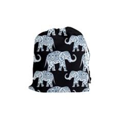 Elephant-pattern-background Drawstring Pouch (medium) by Sobalvarro