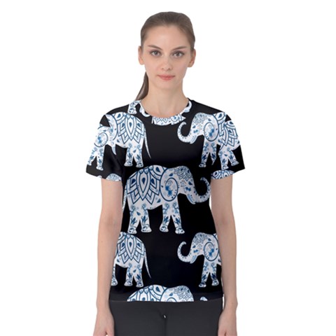 Elephant-pattern-background Women s Sport Mesh Tee by Sobalvarro