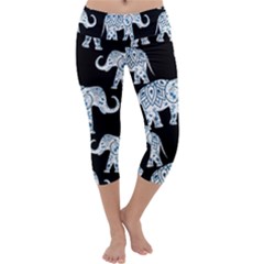 Elephant-pattern-background Capri Yoga Leggings by Sobalvarro